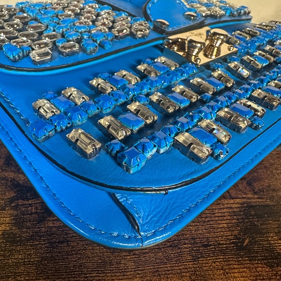 RARE Authentic Valentino Garavani Blue Crystal Rockstud Crossbody Bag - Picture 9 of 13